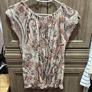 LOFT Paisley Print Blouse in Cream and Brown